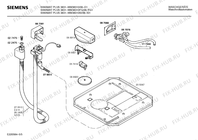 Схема №5 WM38310FG SIWAMAT PLUS 3831 с изображением Панель управления для стиральной машины Siemens 00273964