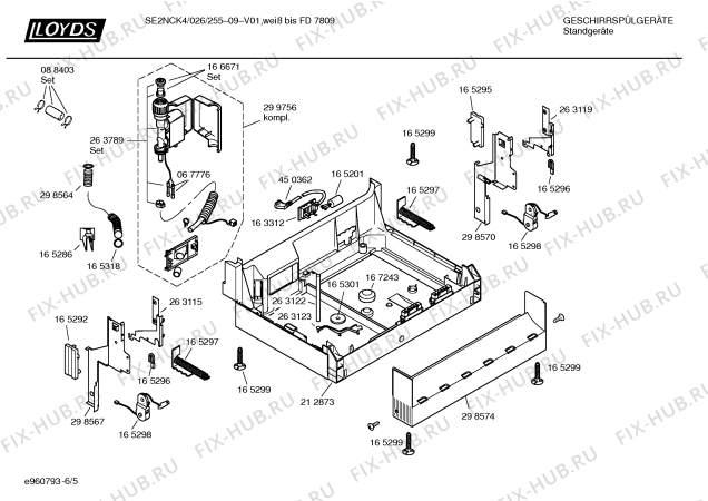Взрыв-схема посудомоечной машины Lloyds SE2NCK4 026/255-09 - Схема узла 05