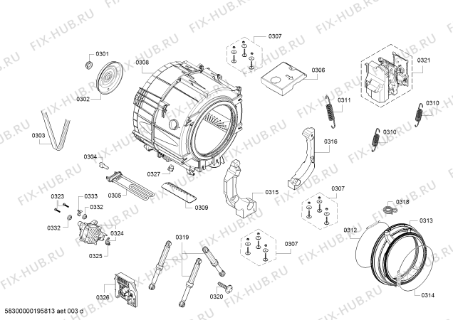 Схема №3 WAW32560ME, Serie 8 VarioPerfect с изображением Вкладыш для стиральной машины Bosch 12006397