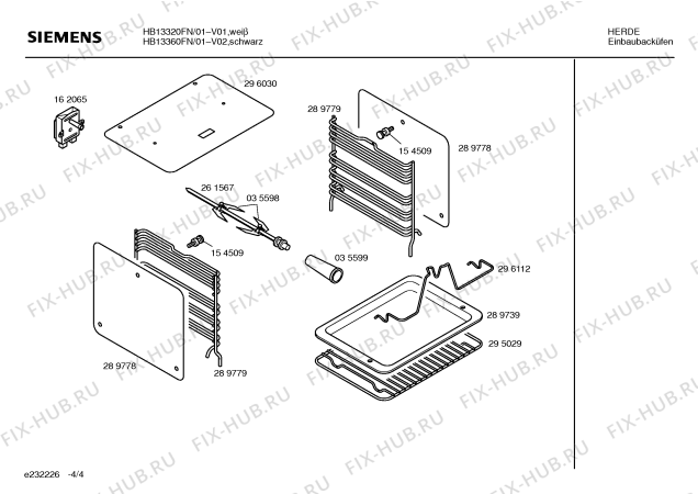 Взрыв-схема плиты (духовки) Siemens HB13320FN - Схема узла 04