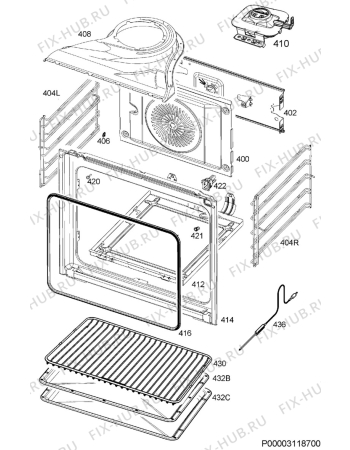Взрыв-схема плиты (духовки) Aeg BCK642020M - Схема узла Oven