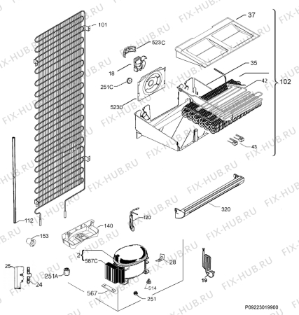 Схема №1 AGN81400C0 с изображением Испаритель для холодильника Aeg 2425298185