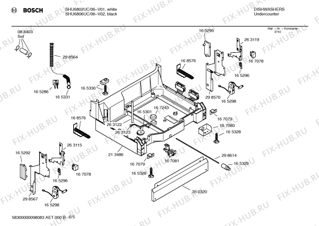 Взрыв-схема посудомоечной машины Bosch SHU6806UC - Схема узла 05