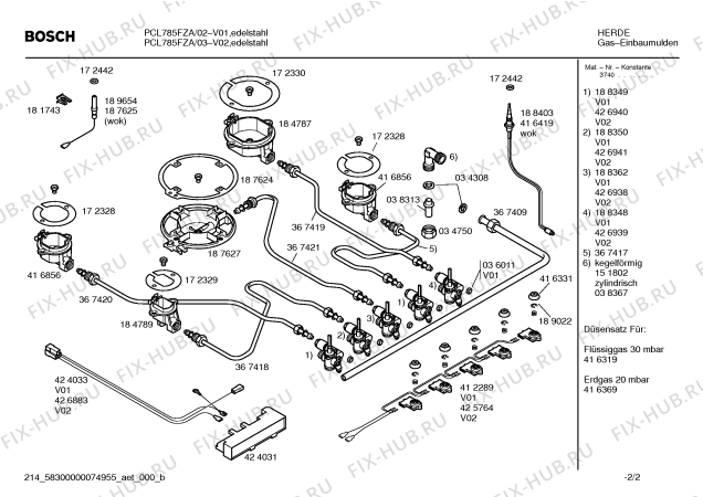 Схема №2 PCL785FZA Bosch с изображением Газовый кран для электропечи Bosch 00426938