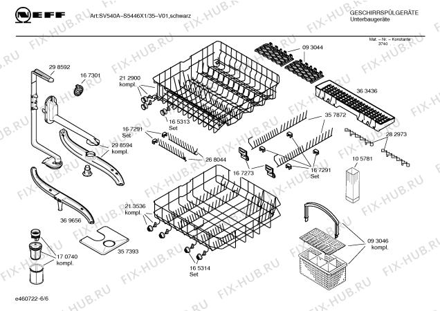Взрыв-схема посудомоечной машины Neff S5446X1 Art:SV540A - Схема узла 06