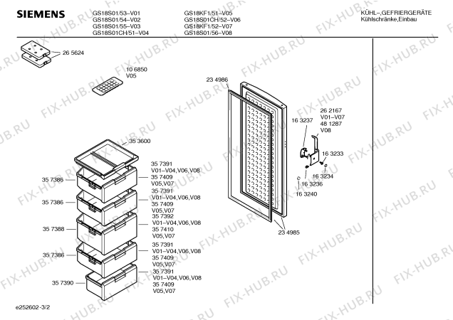 Взрыв-схема холодильника Siemens GS18S01CH - Схема узла 02
