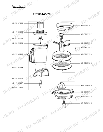 Взрыв-схема кухонного комбайна Moulinex FP603145/70 - Схема узла DP003050.5P3