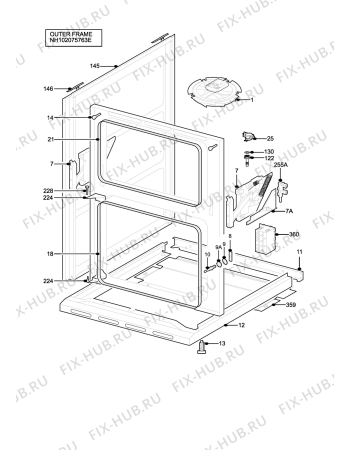 Взрыв-схема плиты (духовки) Rex Electrolux RKG662000W - Схема узла H10 Outer Frame