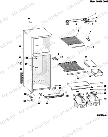 Взрыв-схема холодильника Ariston MT4511SKEX (F028300) - Схема узла