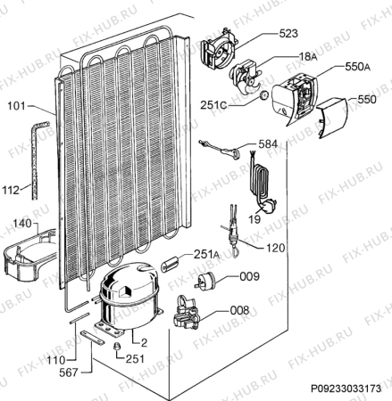 Взрыв-схема холодильника Electrolux ERF4111AOW - Схема узла Cooling system 017