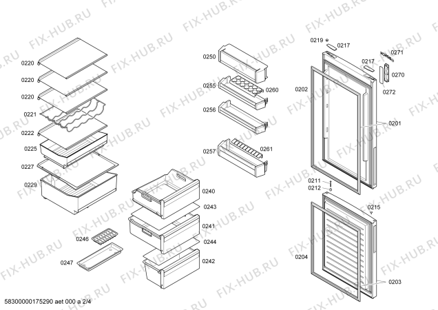 Взрыв-схема холодильника Bosch KGN39XI33 - Схема узла 02