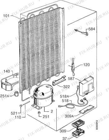 Взрыв-схема холодильника Rex FI243RSD - Схема узла Cooling system 017