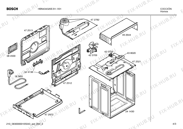 Взрыв-схема плиты (духовки) Bosch HBN434320E - Схема узла 03