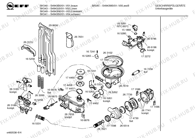 Схема №6 S4943B0 SK540 с изображением Инструкция по эксплуатации для посудомоечной машины Bosch 00525004