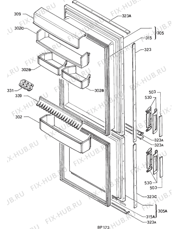 Взрыв-схема холодильника Electrolux ER2520B - Схема узла Door 003