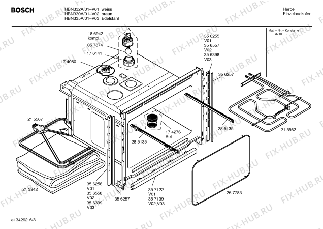 Схема №6 HBN332A с изображением Инструкция по эксплуатации для электропечи Bosch 00580465