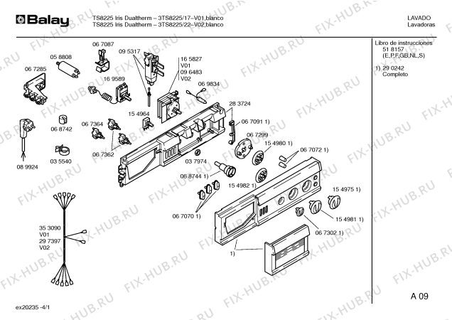 Схема №4 3TS8225 TS8225 IRIS DUALTHERM с изображением Кабель для стиральной машины Bosch 00353090