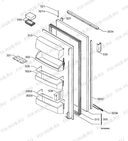 Взрыв-схема холодильника Aeg SK98840-4E - Схема узла Door 003