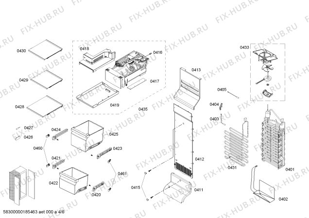 Схема №6 K5950N0 с изображением Вставная полка для холодильника Bosch 00673971