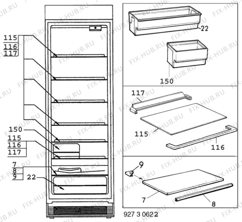 Взрыв-схема холодильника Electrolux RP1444SLG - Схема узла C10 Interior