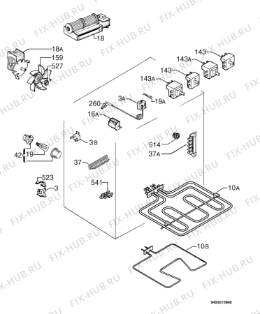 Взрыв-схема плиты (духовки) Zanussi ZOU651W/1 - Схема узла Electrical equipment 268