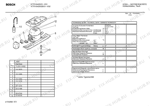 Взрыв-схема холодильника Bosch KTR16420 - Схема узла 03