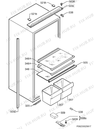 Взрыв-схема холодильника Faure FBA6240A - Схема узла Housing 001
