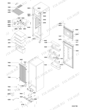Схема №1 ARC 2263/AL с изображением Петля (защелка) для холодильной камеры Whirlpool 481241719487