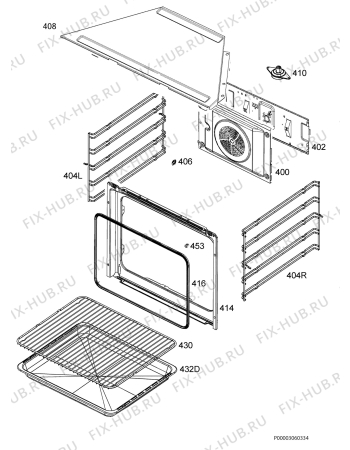 Взрыв-схема плиты (духовки) Electrolux EOB2400AOX - Схема узла Oven