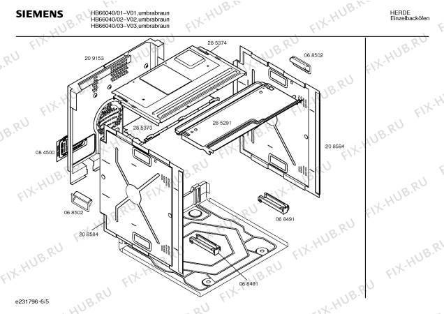 Взрыв-схема плиты (духовки) Siemens HB66040 - Схема узла 05