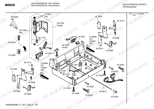 Схема №6 SHV43A03GB с изображением Инструкция по эксплуатации для посудомойки Bosch 00582965