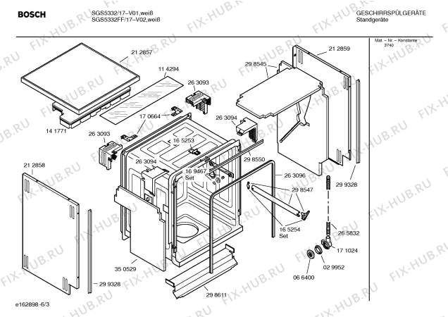 Взрыв-схема посудомоечной машины Bosch SGS5332 - Схема узла 03