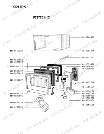 Взрыв-схема микроволновой печи Krups F7877031(0) - Схема узла 0P002358.0P2