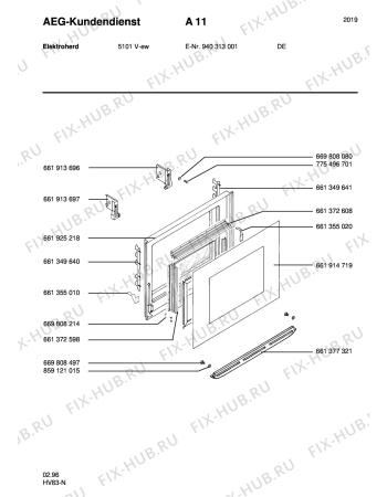 Взрыв-схема плиты (духовки) Aeg 5101V-W - Схема узла Section3