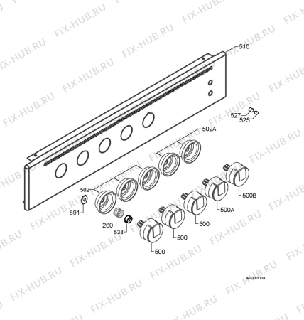 Взрыв-схема плиты (духовки) Electrolux EKM601101W - Схема узла Command panel 037