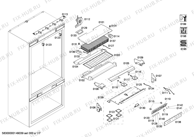 Схема №7 RY491701 с изображением Крепеж для холодильника Bosch 00685622