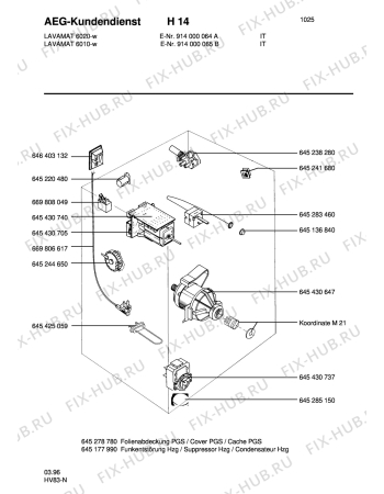 Взрыв-схема стиральной машины Aeg LAV6010 - Схема узла Electrical equipment