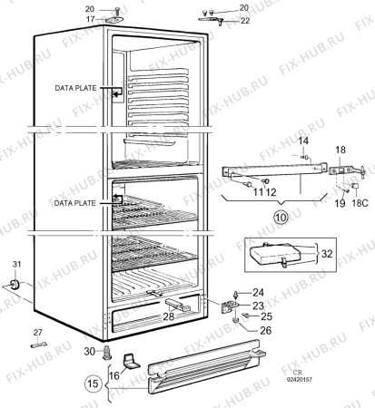 Взрыв-схема холодильника Elektro Helios CL332-4 - Схема узла C10 Cabinet