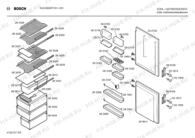 Взрыв-схема холодильника Bosch KGV3602FF - Схема узла 02