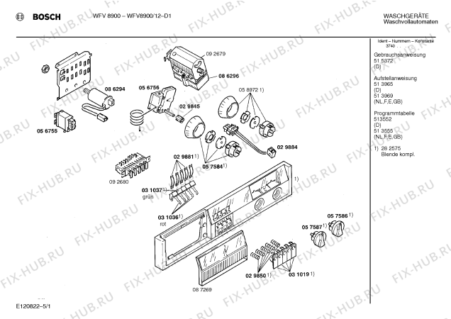 Схема №5 WFV8900 с изображением Панель управления для стиральной машины Bosch 00282575