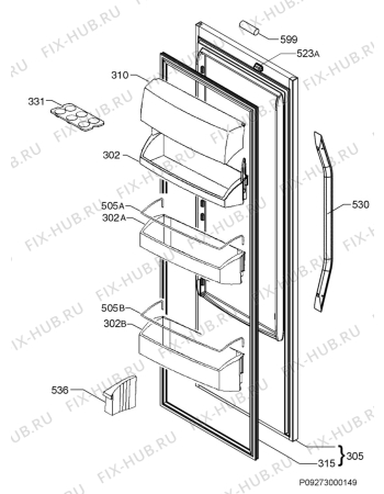 Взрыв-схема холодильника John Lewis JLWFF1104R - Схема узла Door 003