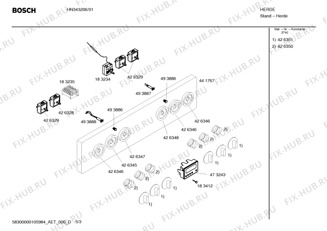 Взрыв-схема плиты (духовки) Siemens HN343206 - Схема узла 03