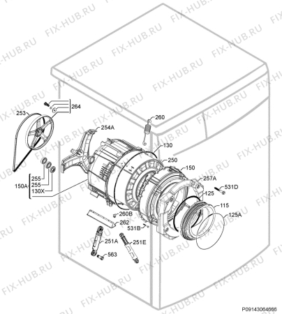 Взрыв-схема стиральной машины Zanussi ZWJ14591W - Схема узла Functional parts 267