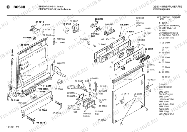 Схема №3 SMI6076II с изображением Панель для посудомойки Bosch 00283346