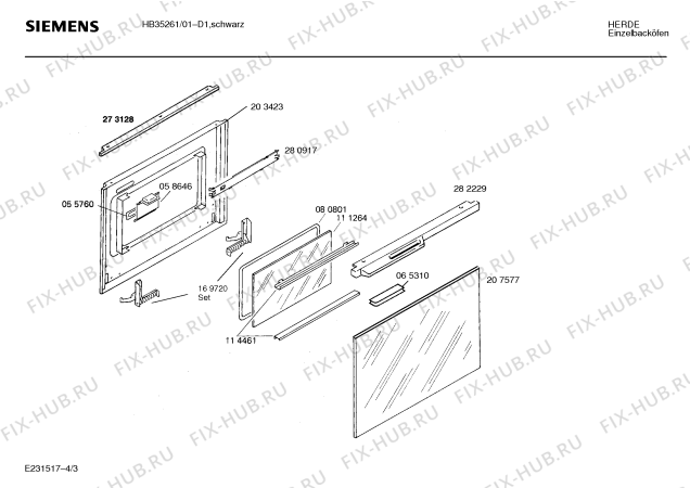 Взрыв-схема плиты (духовки) Siemens HB35261 - Схема узла 03