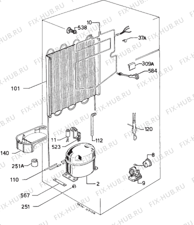 Взрыв-схема холодильника Privileg 019920 8 - Схема узла Cooling system 017