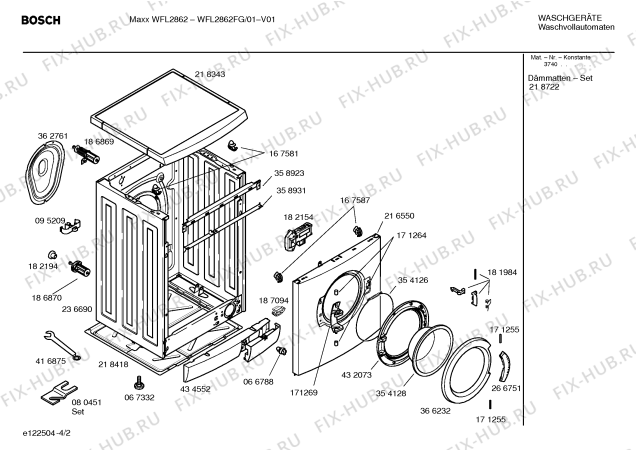 Схема №4 WFL2862FG Maxx WFL2862 с изображением Таблица программ для стиралки Bosch 00587614