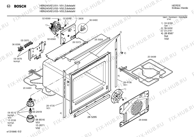 Взрыв-схема плиты (духовки) Bosch HBN245AEU - Схема узла 02
