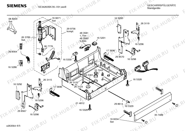 Схема №6 SE34263SK с изображением Краткая инструкция для посудомойки Siemens 00588131