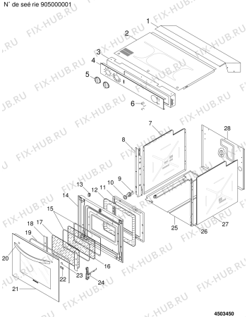 Взрыв-схема плиты (духовки) Indesit FD76P (F018230) - Схема узла